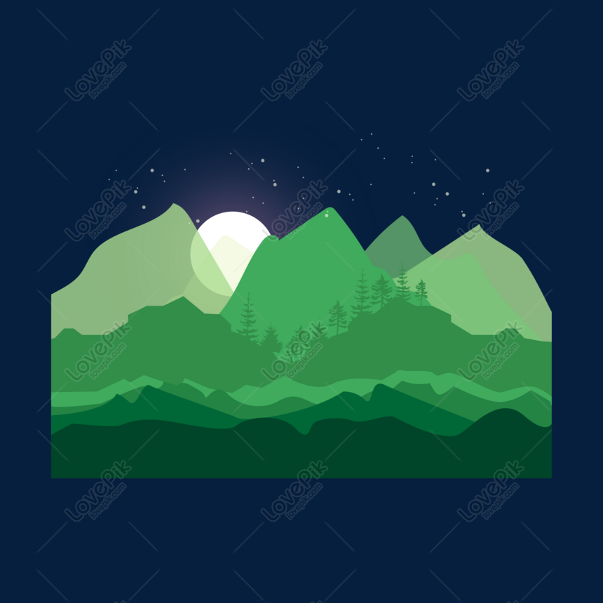 Vector Hand Drawn Green Landscape PNG Free Download And Clipart Image ...