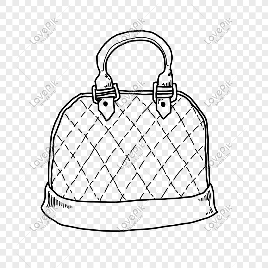Black Handbag Line Drawing Illustration, Black Handbag Line Draft ...