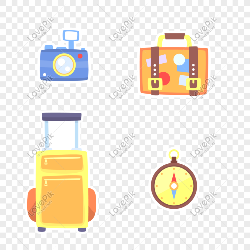 Travel tourism equipment sticker vector material, Travel tourism, travel equipment, travel equipment png transparent background