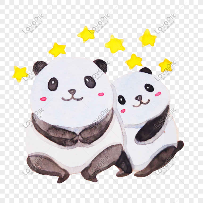 Hand Drawn Couple Giant Panda Illustration PNG Transparent And ...