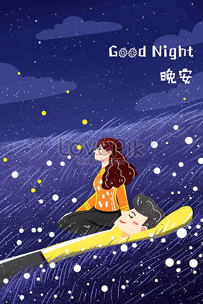 Hello, good night, good night, beautiful dream, purple illustrat  illustration image_picture free download 