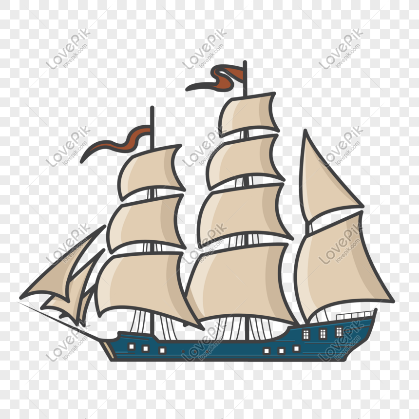 Hand drawn cartoon creative sailboat, Boat, sailing, nautical png transparent image