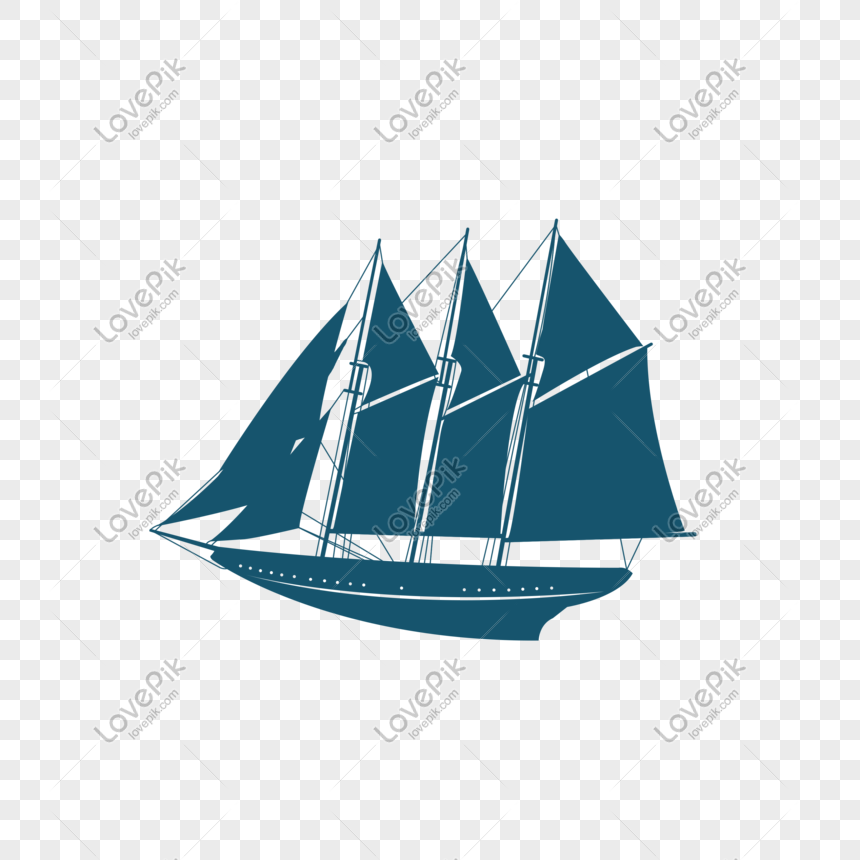 Blue business flat plane cartoon sailboat, Blue, blue sailboat illustration, cartoon sailboat png image