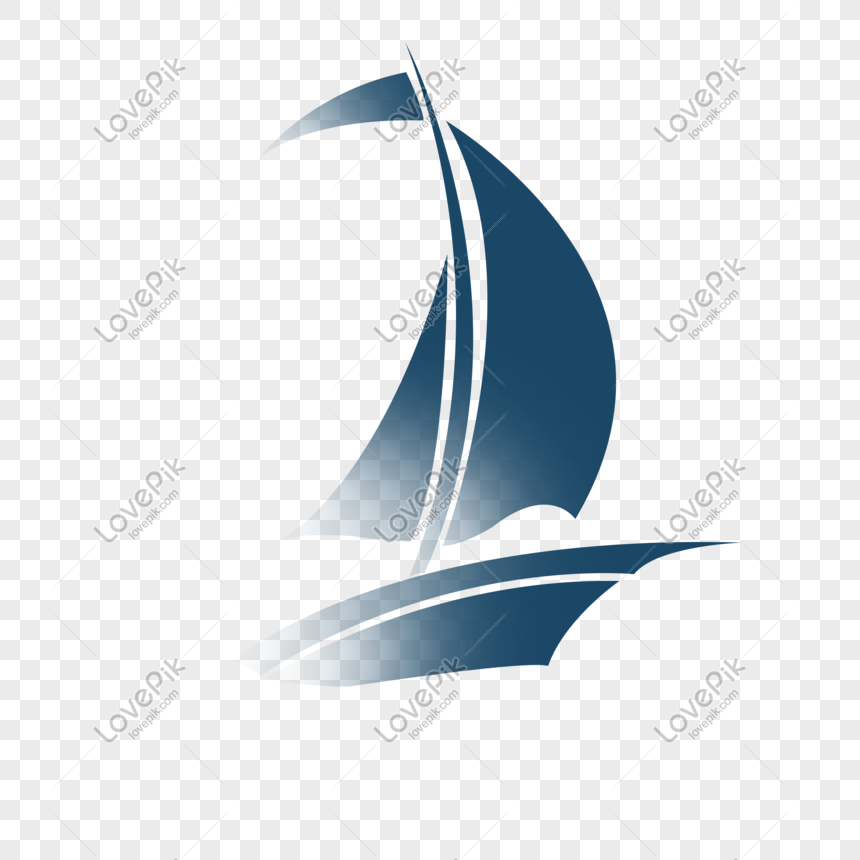 Gradient blue business atmosphere hand drawn sailboat, Blue sailboat, atmospheric sailing, sailing free png