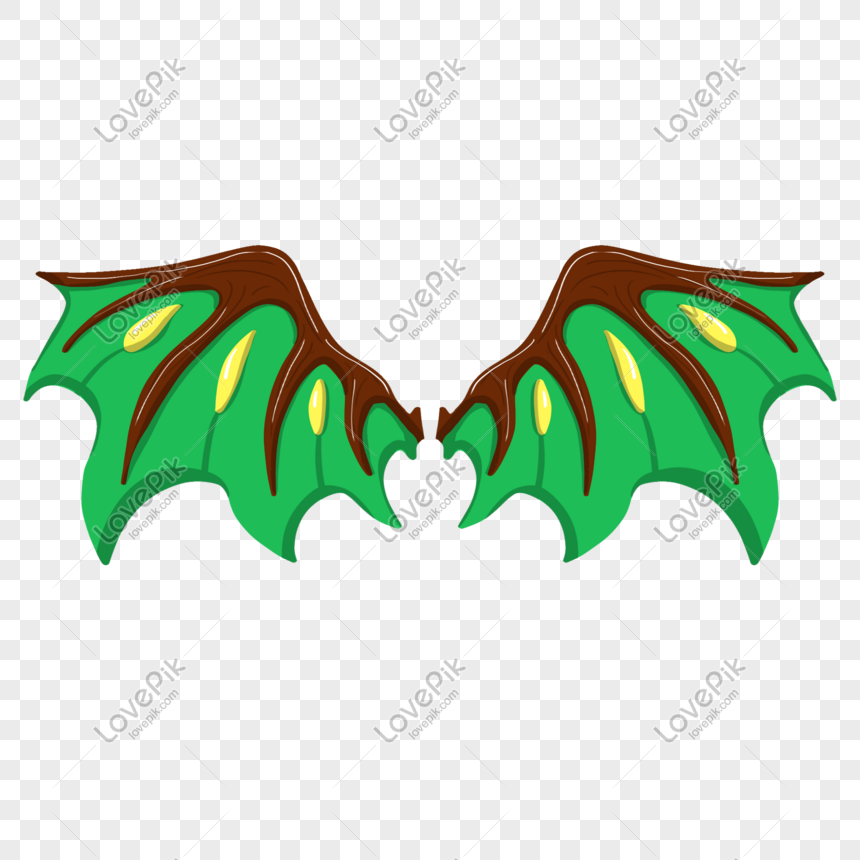 Line Demon Wing Illustration, Green Wings, Devil's Wings, Cartoon ...