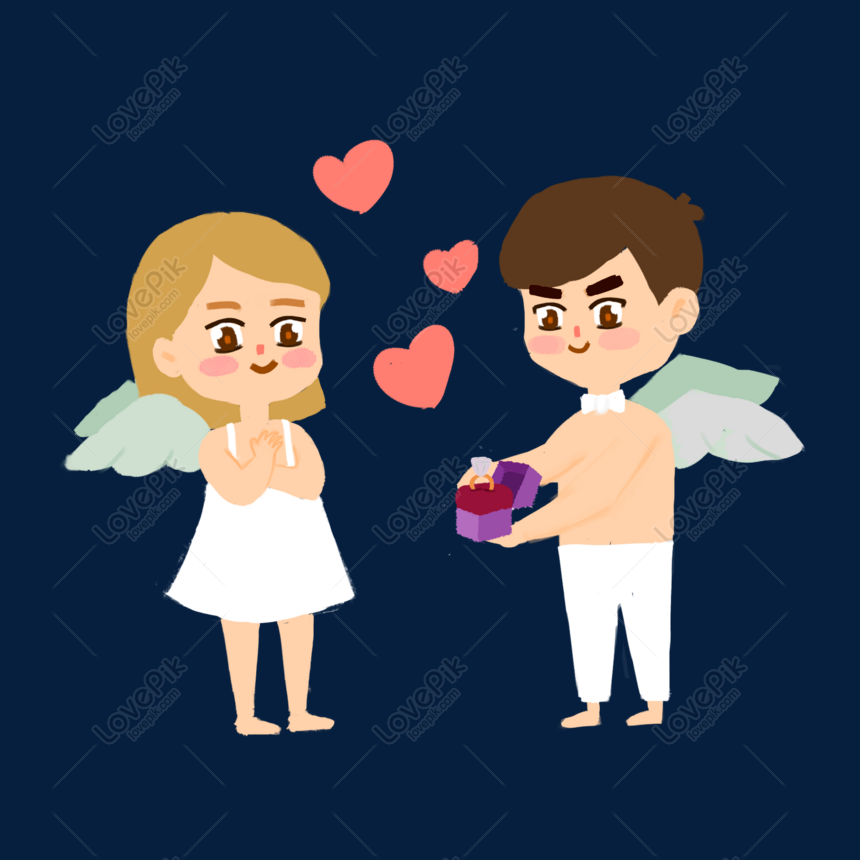 Hình ảnh Vẽ Tay Dễ Thương Tươi Valentine Ngày Cupid Cầu Hôn Png ...