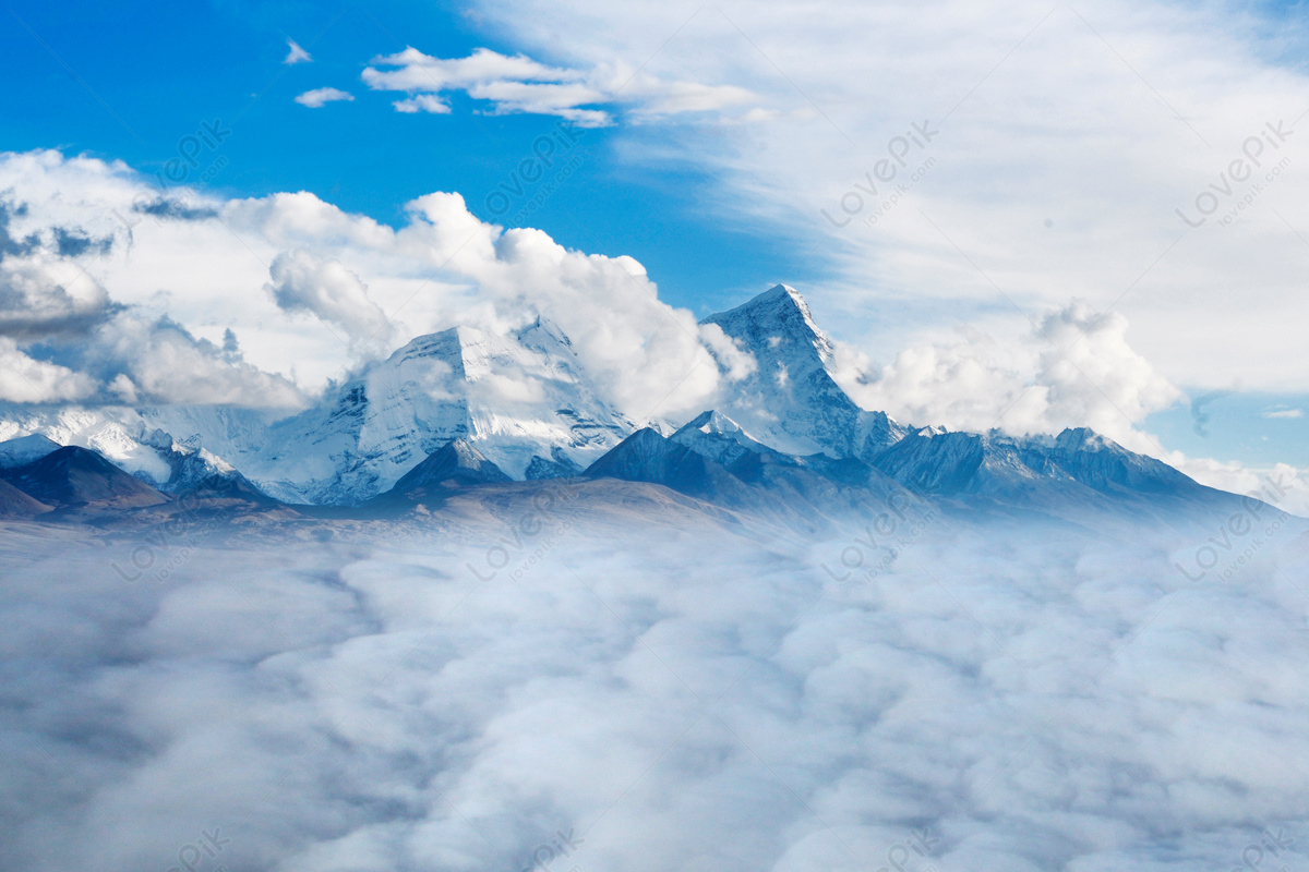 激安銀座雪山と雲海 自然、風景画