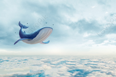 Whale in the cloud illustration image_picture free download 400074125 ...