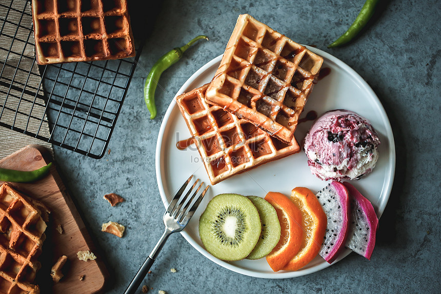 Waffles De Fruta De Helado De Arándanos Foto | Descarga Gratuita HD Imagen  de Foto - Lovepik