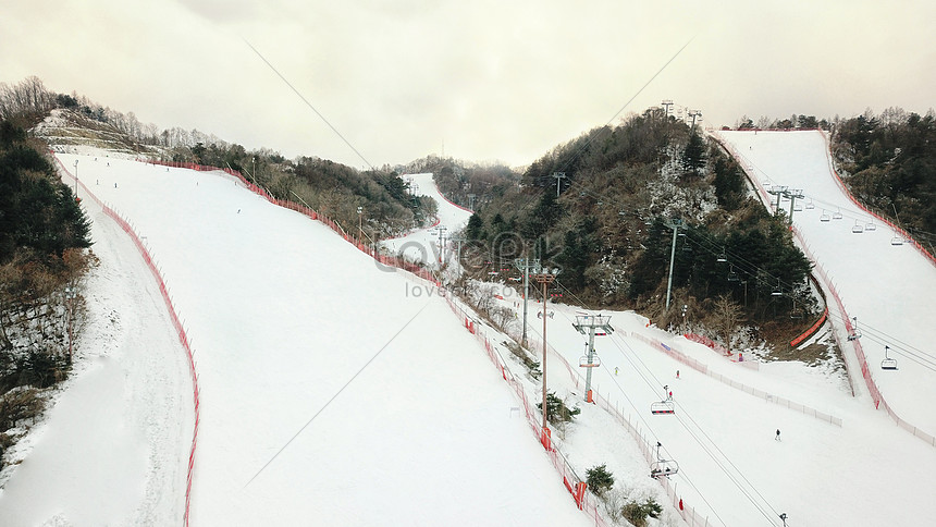 Aerial Photograph Of Gangwon Skiing Park South Korea Picture And Hd