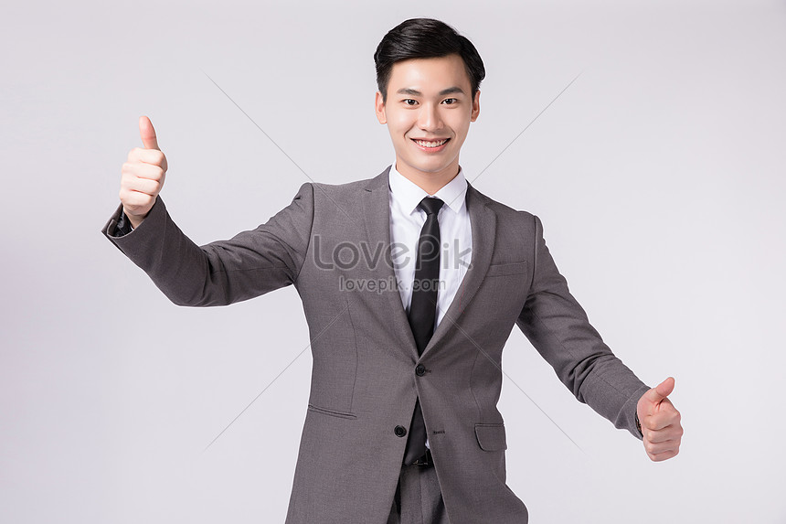 The Image Of A Business Male With A Thumbs Up With Both Hands Picture ...