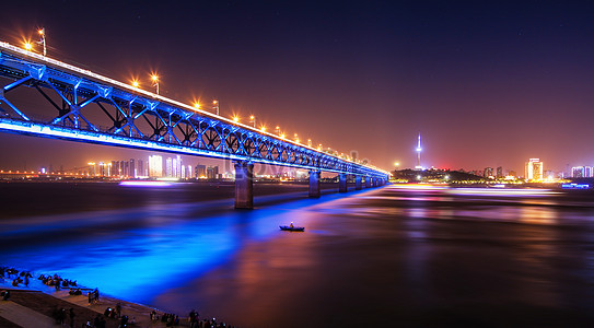 武漢長江大橋夜景 照片