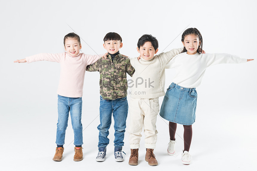 Happy Children Shoulder To Shoulder Picture And HD Photos | Free ...