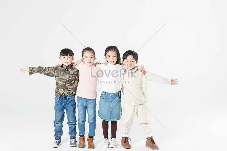 Happy Children Shoulder To Shoulder Picture And HD Photos | Free ...