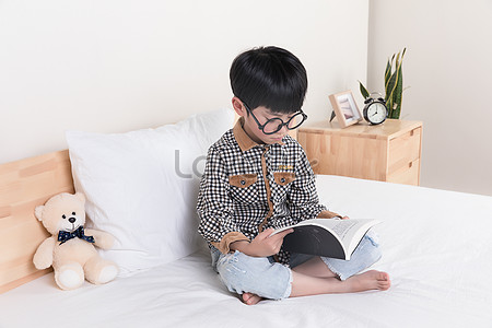 Boys Reading In Bed Before Going To Bed Picture And HD Photos | Free ...