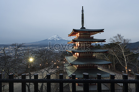 Đền Asama Nhật Bản và núi Phú Sĩ ảnh