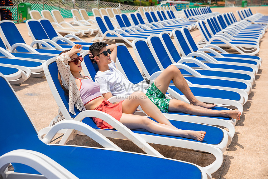 Couple Beach Chairs Sunbathing Picture And Hd Photos Free Download On Lovepik 9539