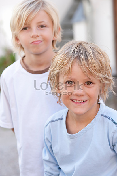 Smiling Boys Sitting Together Outdoors Picture And HD Photos | Free ...