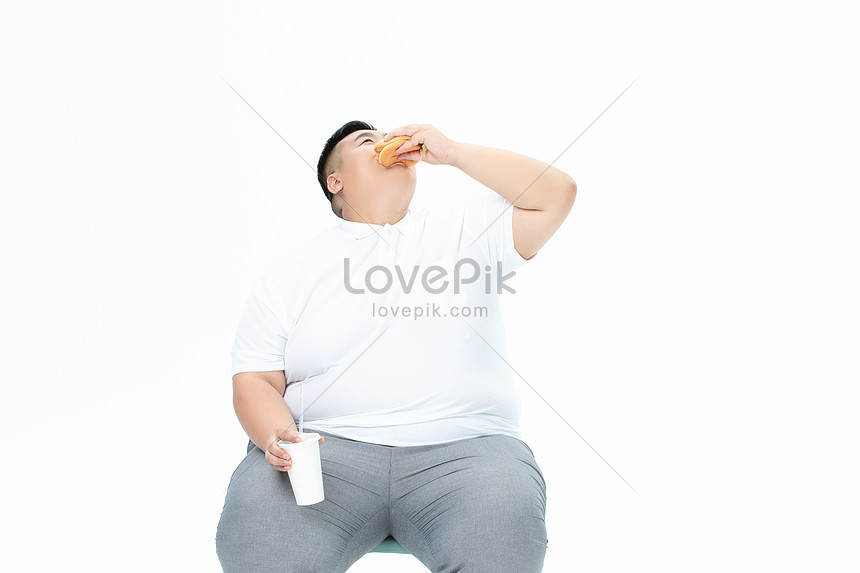 ハンバーガーを食べる若い男性デブ男イメージ 写真 Id Prf画像フォーマットjpg Jp Lovepik Com