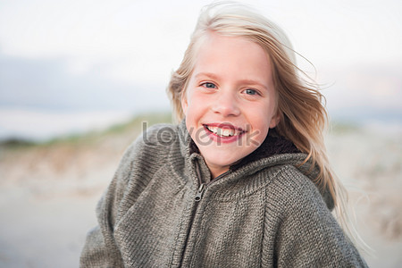 Girl On The Beach Smiling At The Camera Picture And HD Photos | Free ...