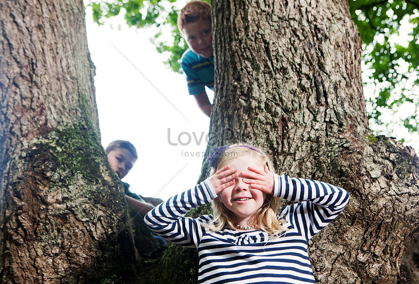 children playing hide and seek