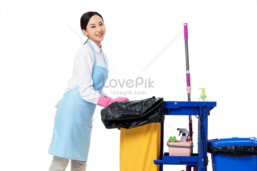 Cleaning Staff Pushing A Cleaning Cart Picture And Hd Photos Free Download On Lovepik 1643