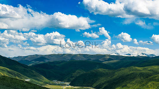 Green Mountains Under Blue Sky And White Clouds, Cloud, White Cloud ...