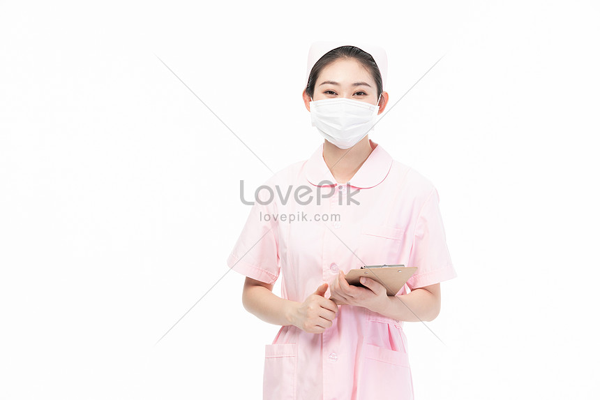 Enfermeira vestindo máscara de cirurgia, Vetor Premium