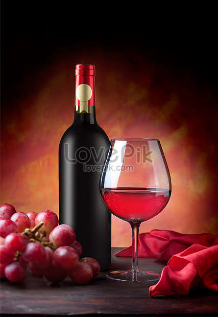 Foto anggur merah di meja