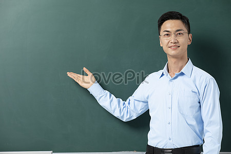 Chinese Teacher In Front Of The Blackboard, Blackboard, Book, Glass PNG ...