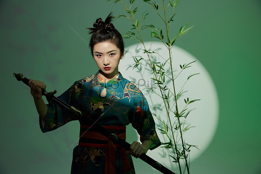 Chinese Style Woman Holding A Sword, chinese woman, female face, traditional HD Photo