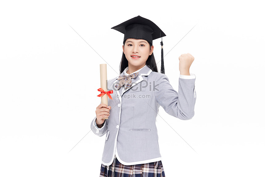 Junior High School Student Holding A Graduation Certificate Picture And ...