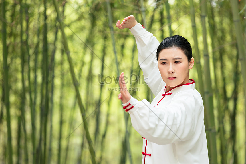 Women Practicing Tai Chi In The Bamboo Forest Picture And HD Photos ...