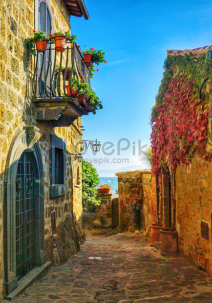 이탈리아어 도시의 작은 마을 풍경 사진 무료 다운로드 - Lovepik