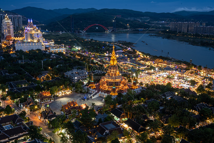 Xishuangbanna Double View Star Air Night City Night View Picture And HD ...