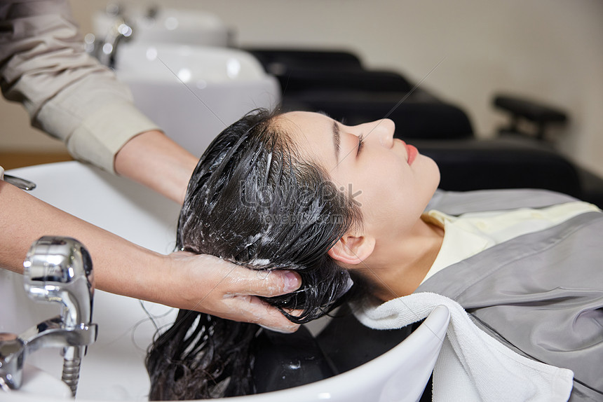 Woman Washing Hair In Barbershop Picture And HD Photos | Free Download ...