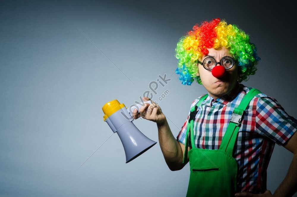 Clown With Loudspeaker Facing Curtain Picture And HD Photos | Free ...