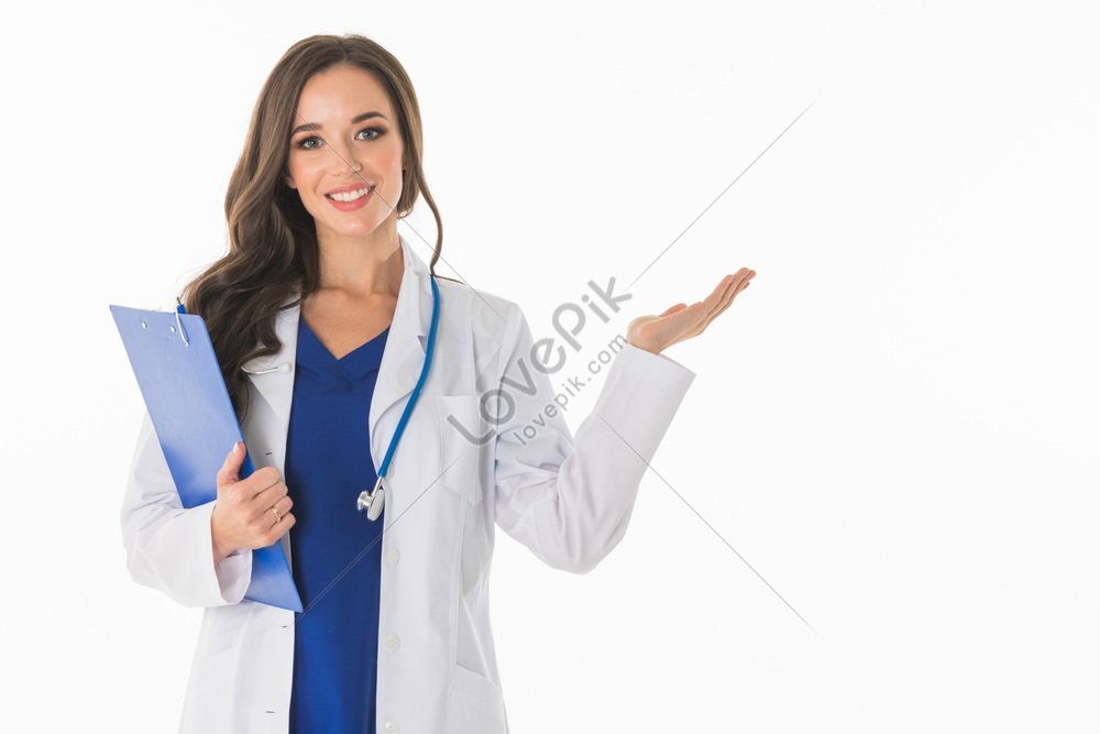 Portrait D'une Femme De Médecin Dans Un Bonnet Médical Avec Un