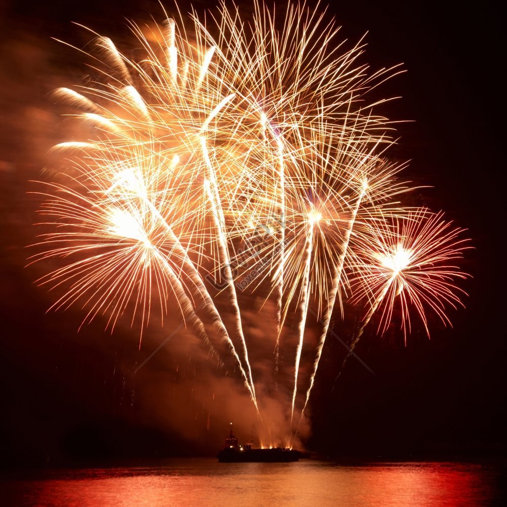 Fireworks Salute With Red And Yellow For The Holiday Picture And HD ...