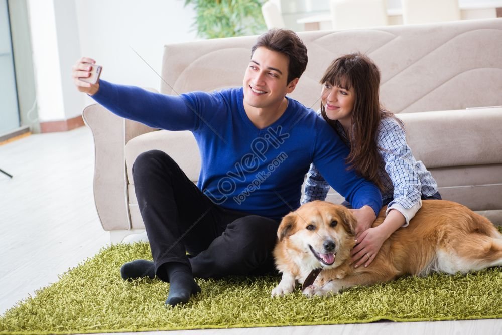 Happy Family With A Golden Retriever Dog Picture Picture And HD Photos ...