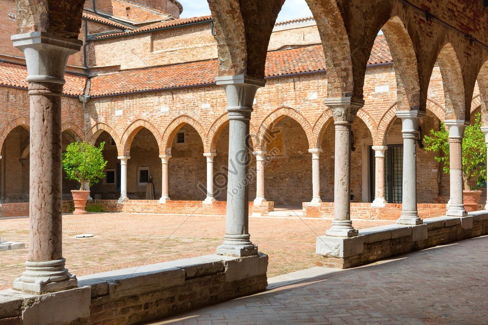 Interior Of An Ancient Brick House With Columns In Venice Picture And ...