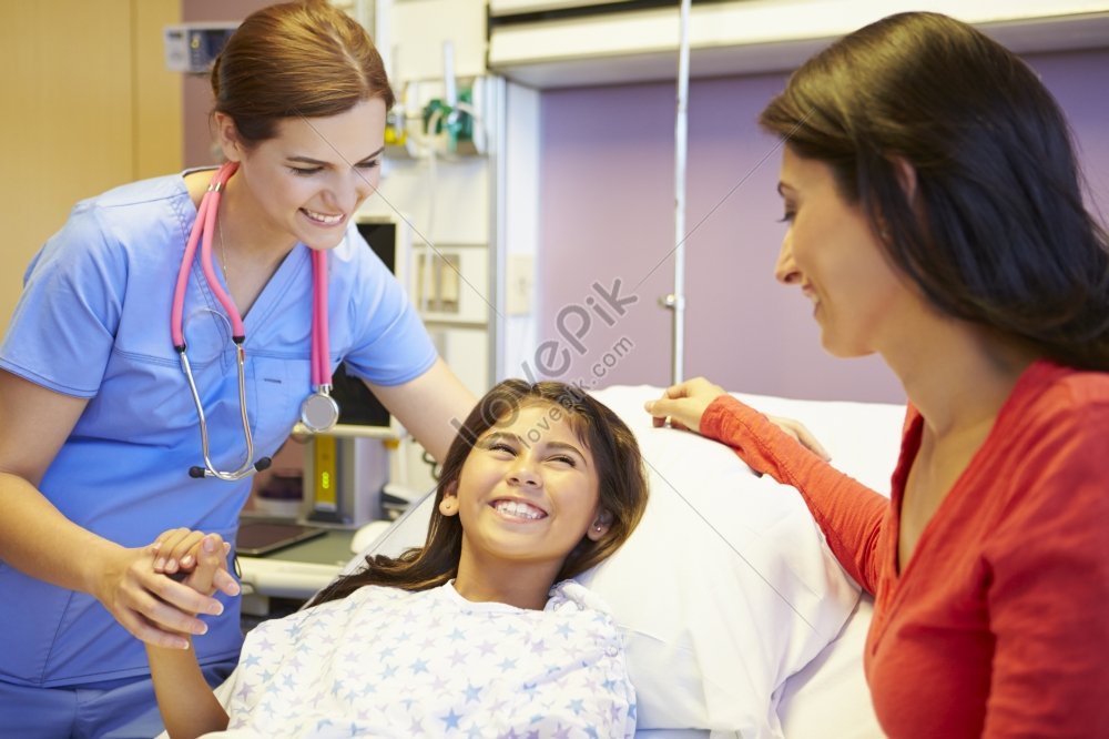 Mother And Daughter Talking To Female Nurse In Hospital Room Picture And Hd Photos Free