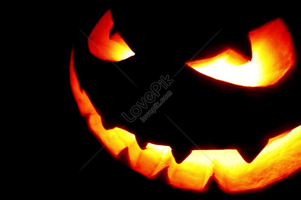 Isolated Halloween Pumpkin With Scary Faces On Black Background Picture ...