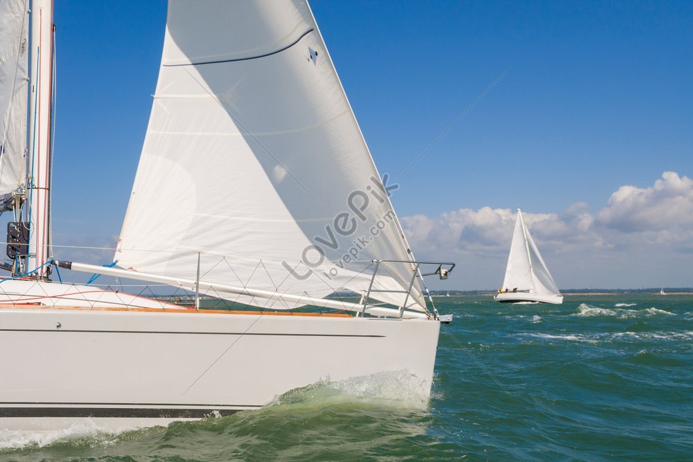 two white yachts sail boats sailing racing at sea on a sunny day, wind, sky, yacht boat HD Photo
