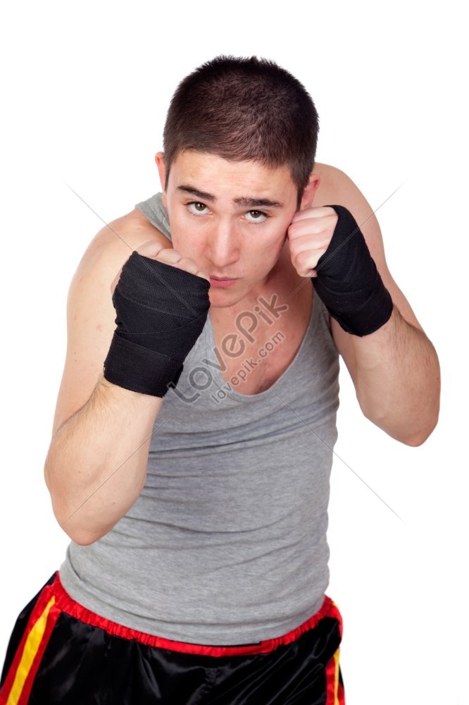 Backgroundyoung Kickboxer With Muscles Isolated On White Background ...