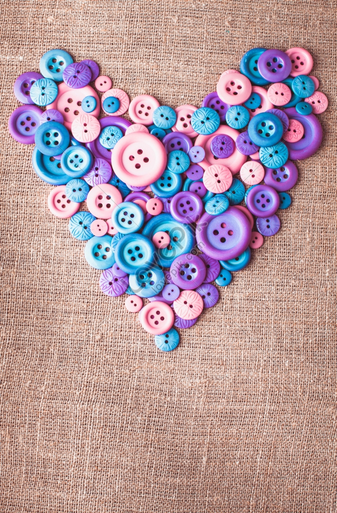 Premium PSD  Handcrafted heart shaped buttons painted on