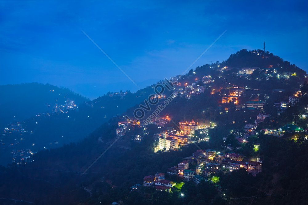 Night View Of Shimla The Capital Of Indian State Himachal Pradesh A