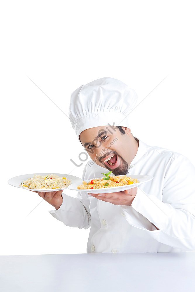 Portrait Of A Chef Holding Plates With Pasta Picture And HD Photos ...