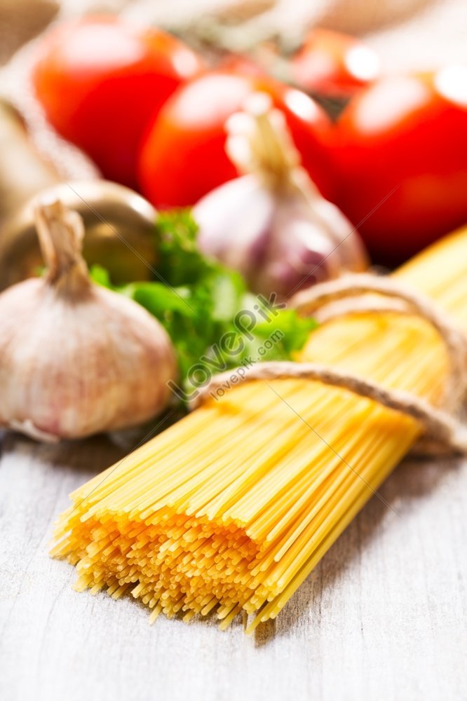 Spaghetti And Vegetables On Wooden Table An Image Picture And Hd Photos