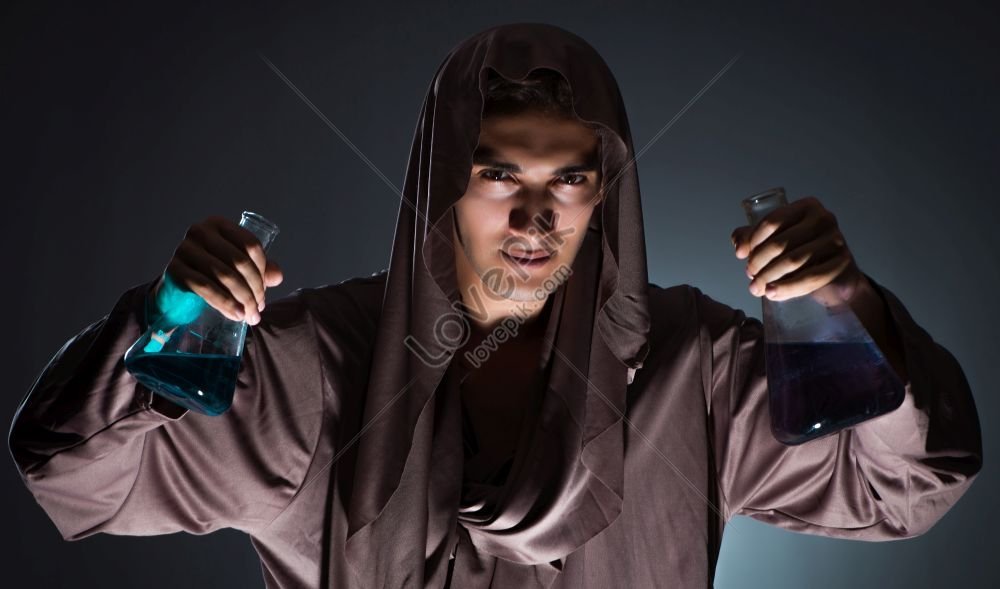 The Alchemist Conducting Experiments In The Alchemy Concept Photo ...